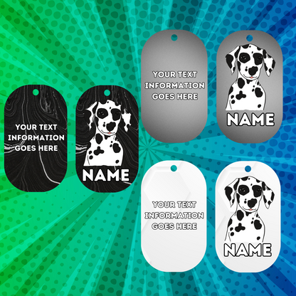 DALMATION Dog Pet Personalised Your Own Photo Military Style Tag