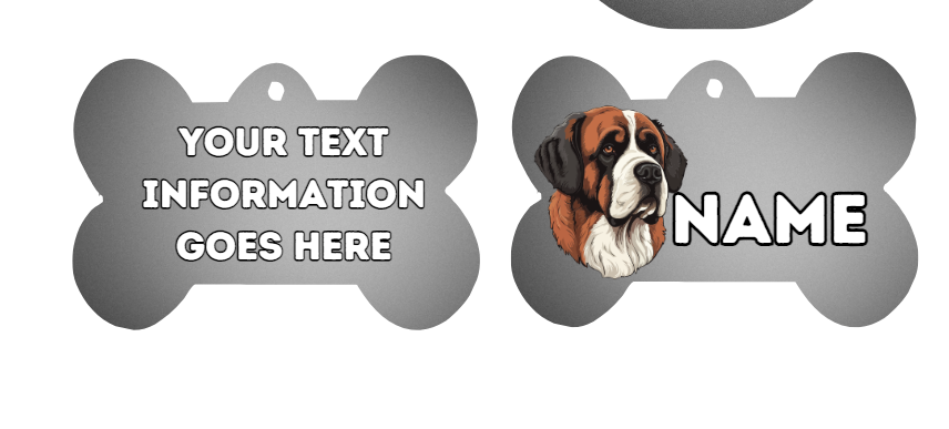 ST. BERNARD  Dog Personalised Your Own Photo Round Dog Bone, Military Tag