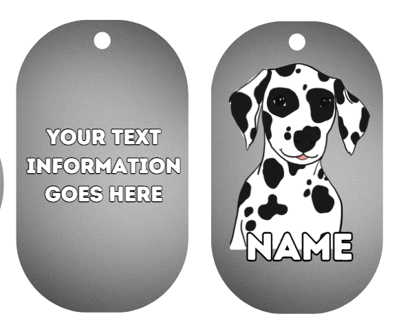 DALMATION Dog Pet Personalise Own Photo Round, Bone, Military Tag