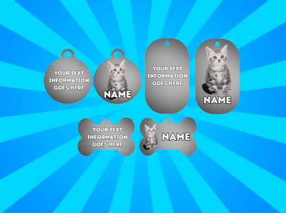 AMERICAN SHORTHAIR Cat Pet Personalised Own Photo Round, Dog Bone, Military Tag