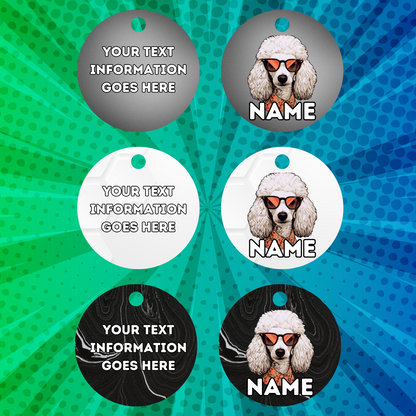 POODLE TAG Dog Pet Personalised Your Own Photo Round