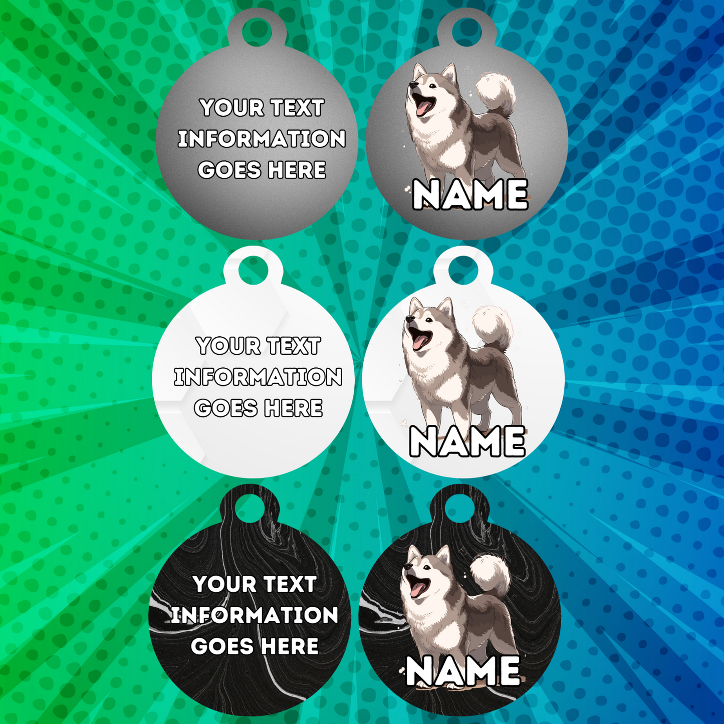 SIBERIAN HUSKY Fold Tag Pet Personalised Your Own Photo Rounded