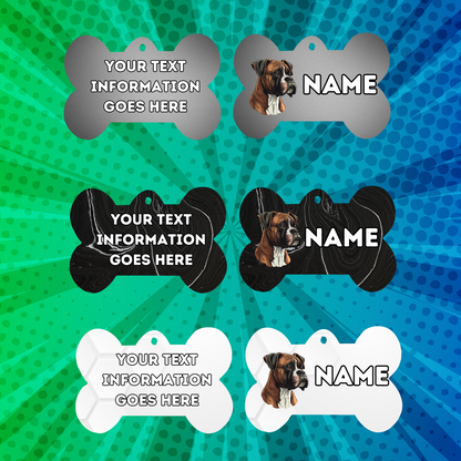 BOXER TAG Dog Pet Personalised Your Own Photo bone style tag