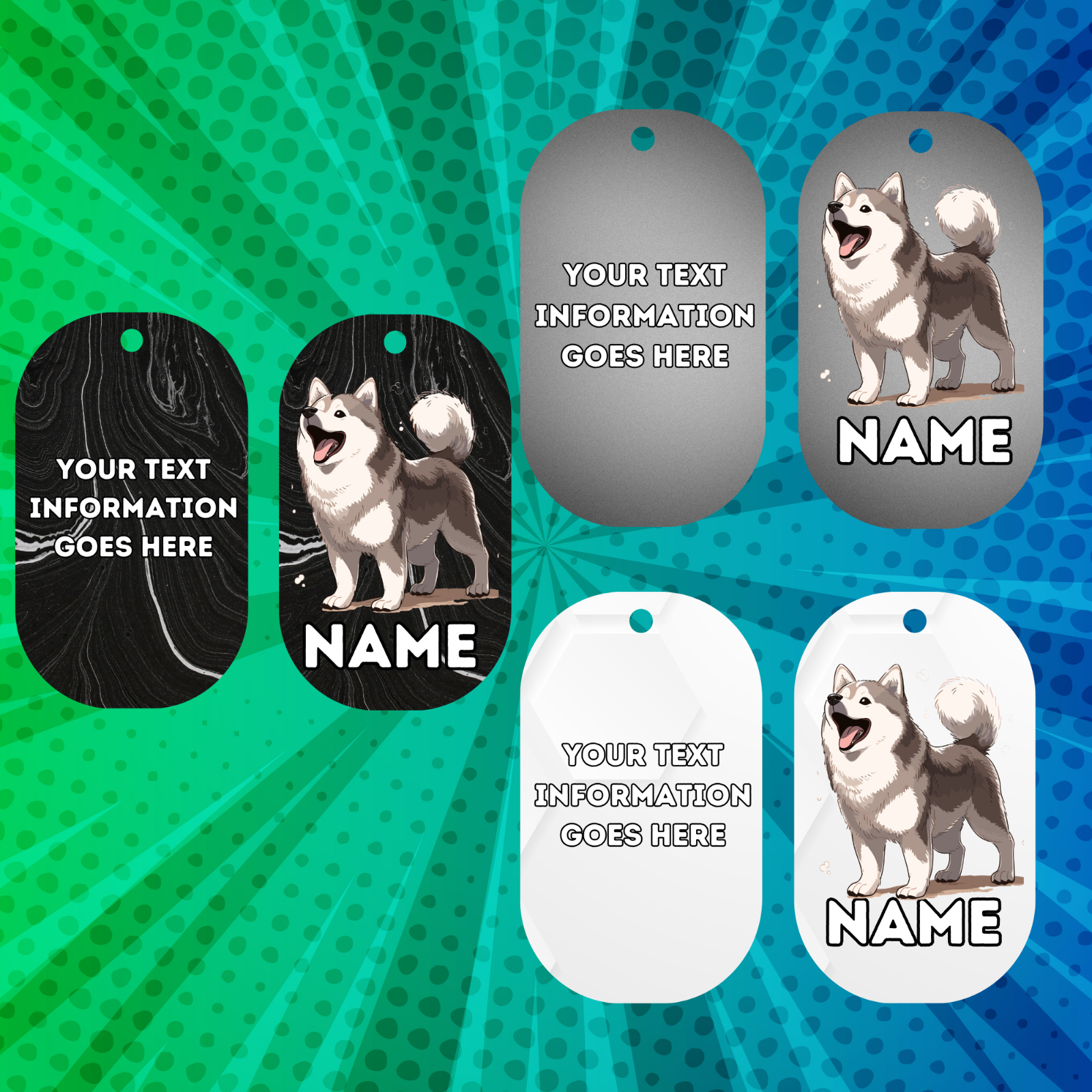 SIBERIAN HUSKY  Dog Personalised Your Own Photo Round Dog Bone, Military Tag