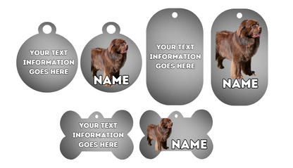 NEWFOUNDLAND Dog Personalised Your Own Photo Round Dog Bone, Military Tag