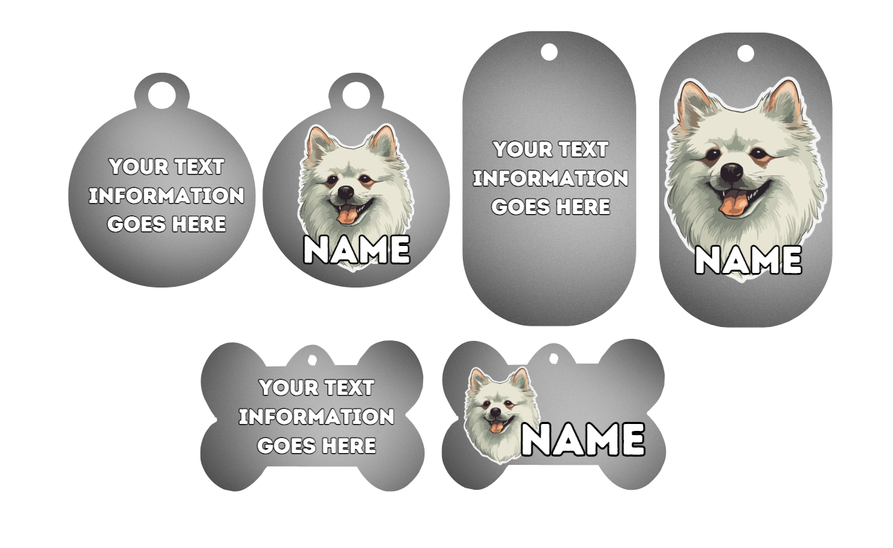 GERMAN SPITZ Dog Pet Personalise Own Photo Round, Bone, Military Tag