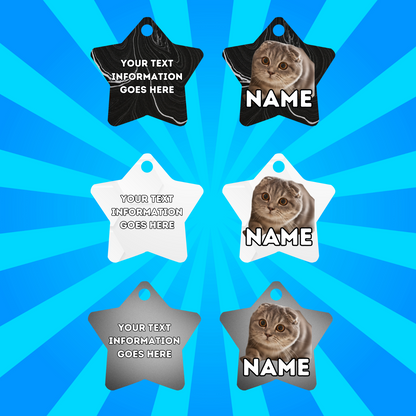 SCOTTISH FOLD  Cat Tag Pet Personalised Your Own Photo STAR Shape Tag