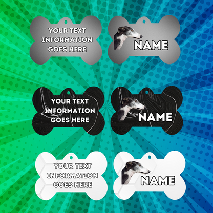 GREYHOUND Dog Pet Personalised Your Own Photo bone style tag