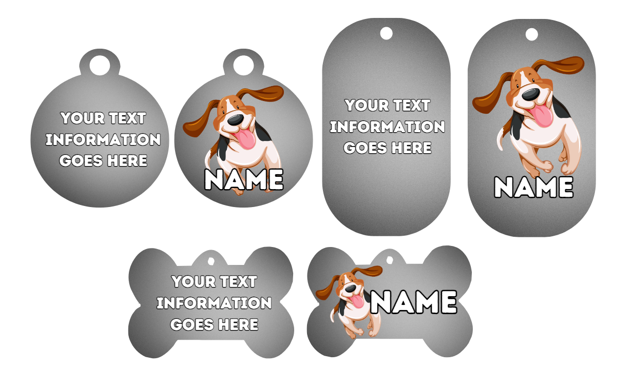 BASSET HOUND TAG Dog Pet Personalise Own Photo Round, Bone, Military Tag