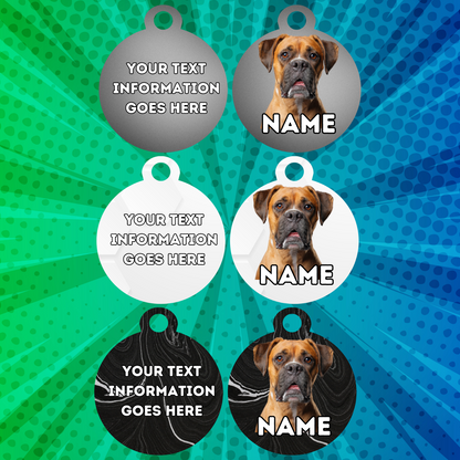 BOXER TAG Dog Pet Personalised Your Own Photo Rounded