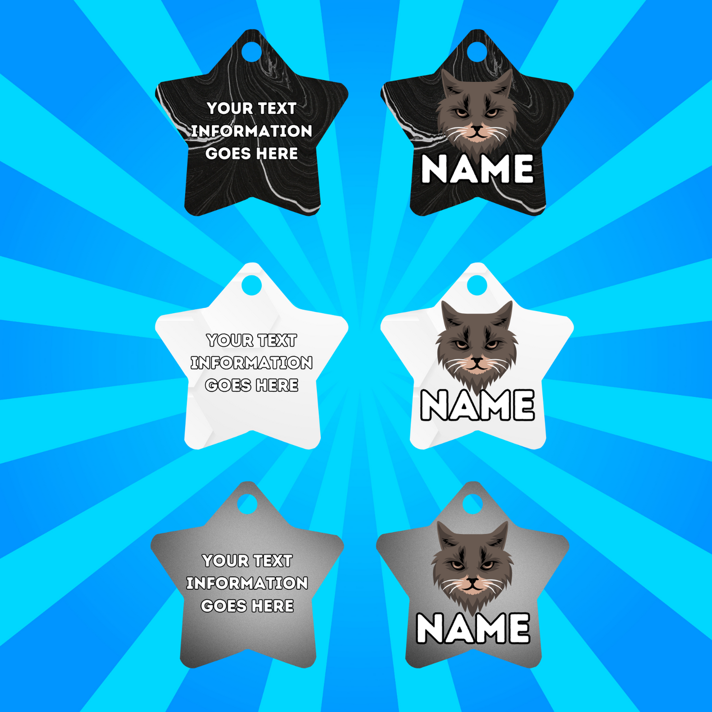 SIBERIAN  Cat Tag Pet Personalised Your Own Photo STAR Shape Tag