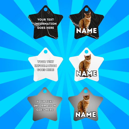 BENGAL Cat Tag Pet Personalised Your Own Photo STAR Shape Tag