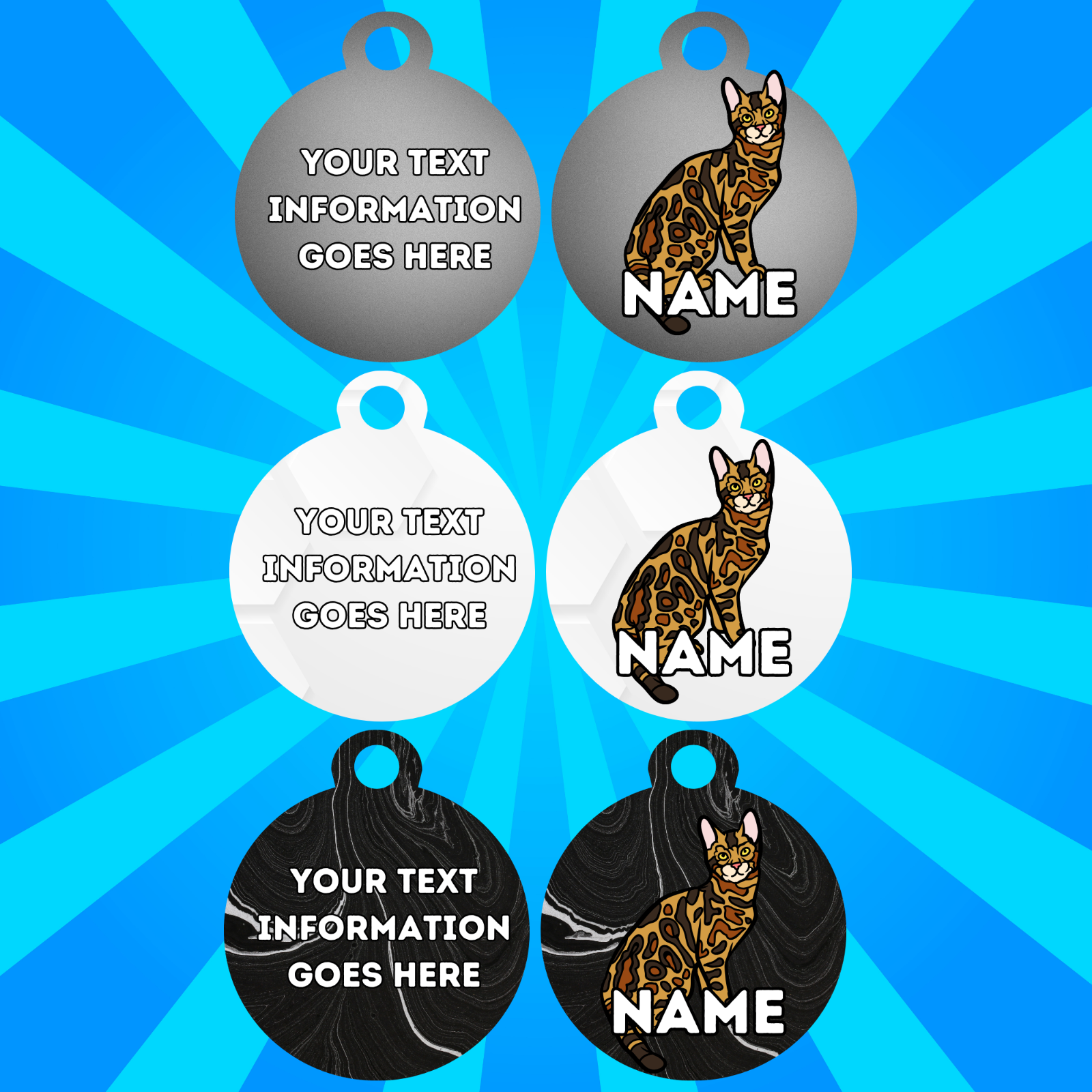 BENGAL Fold Tag Pet Personalised Your Own Photo Rounded