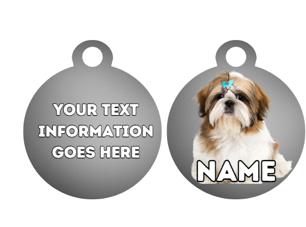 SHIH TZU  Dog Personalised Your Own Photo Round Dog Bone, Military Tag