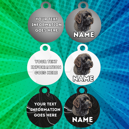 NEWFOUNDLAND Fold Tag Pet Personalised Your Own Photo Rounded