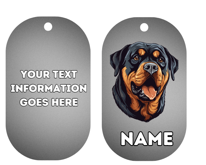 ROTTWEILER  Dog Personalised Your Own Photo Round Dog Bone, Military Tag