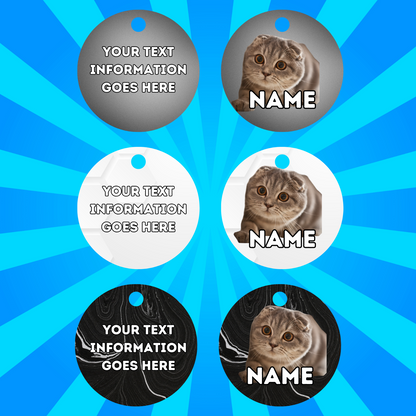 SCOTTISH FOLD  Cat Tag Pet Personalised Your Own Photo Round