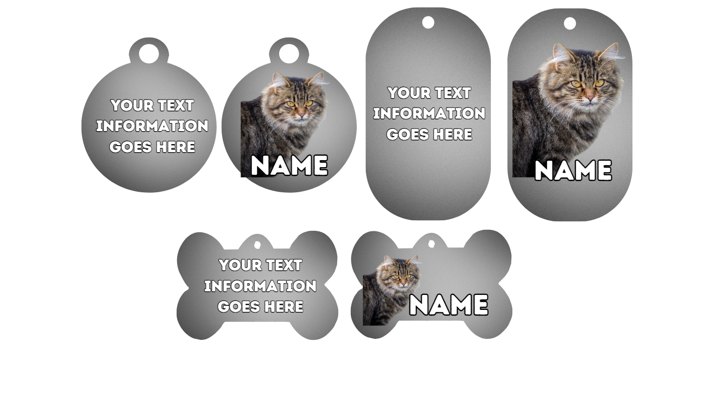 SIBERIAN Cat Pet Personalised Own Photo Round, Dog Bone, Military Tag