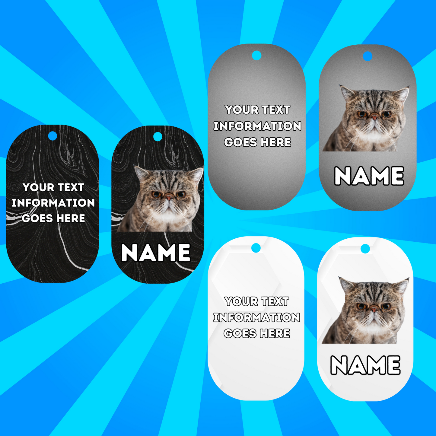 EXOTIC SHORTHAIR Cat Tag Pet Personalised Your Own Photo Military Style Tag