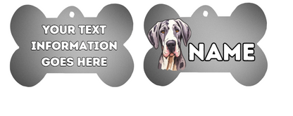 GREAT DANE Dog Pet Personalise Own Photo Round, Bone, Military Tag