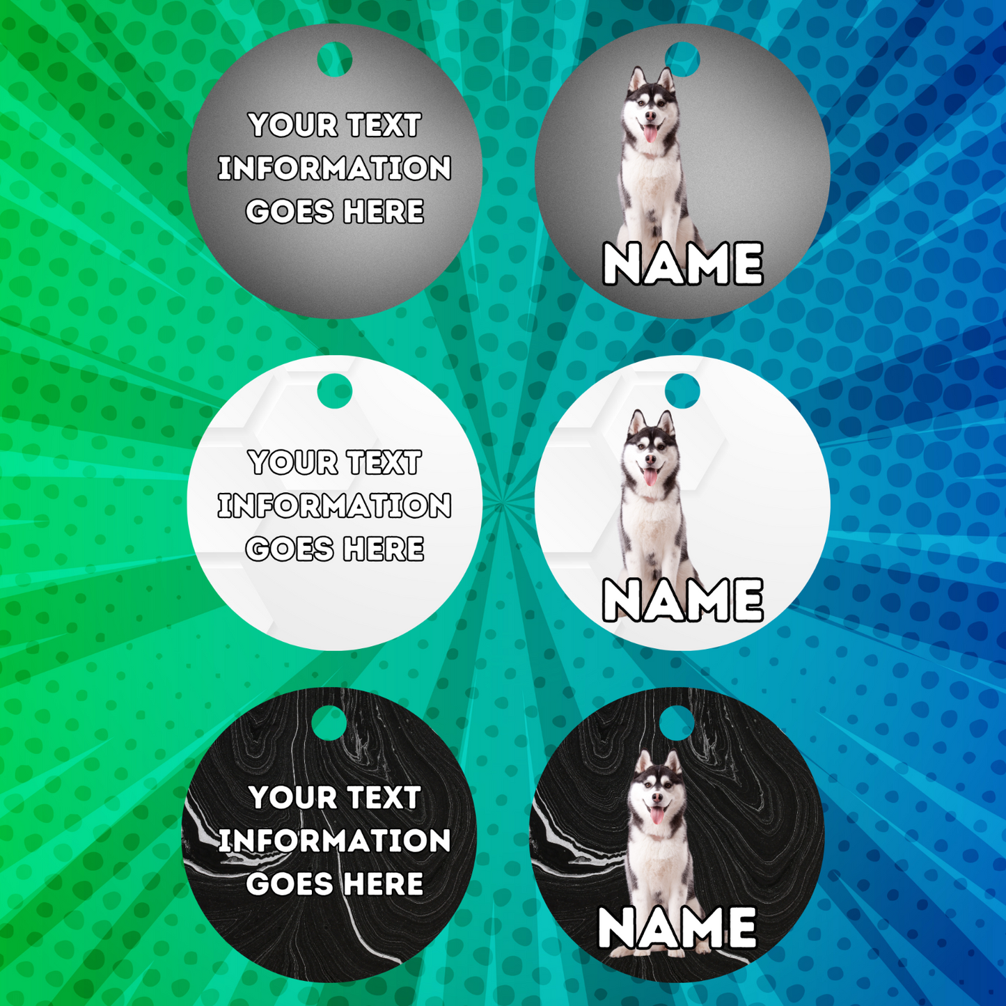 SIBERIAN HUSKY TAG Dog Pet Personalised Your Own Photo Round