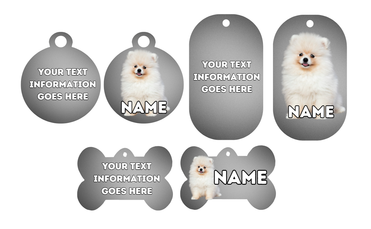 GERMAN SPITZ Dog Pet Personalise Own Photo Round, Bone, Military Tag