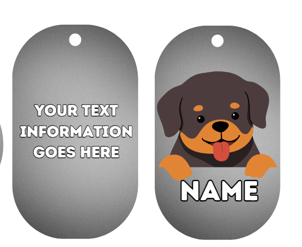 ROTTWEILER  Dog Personalised Your Own Photo Round Dog Bone, Military Tag