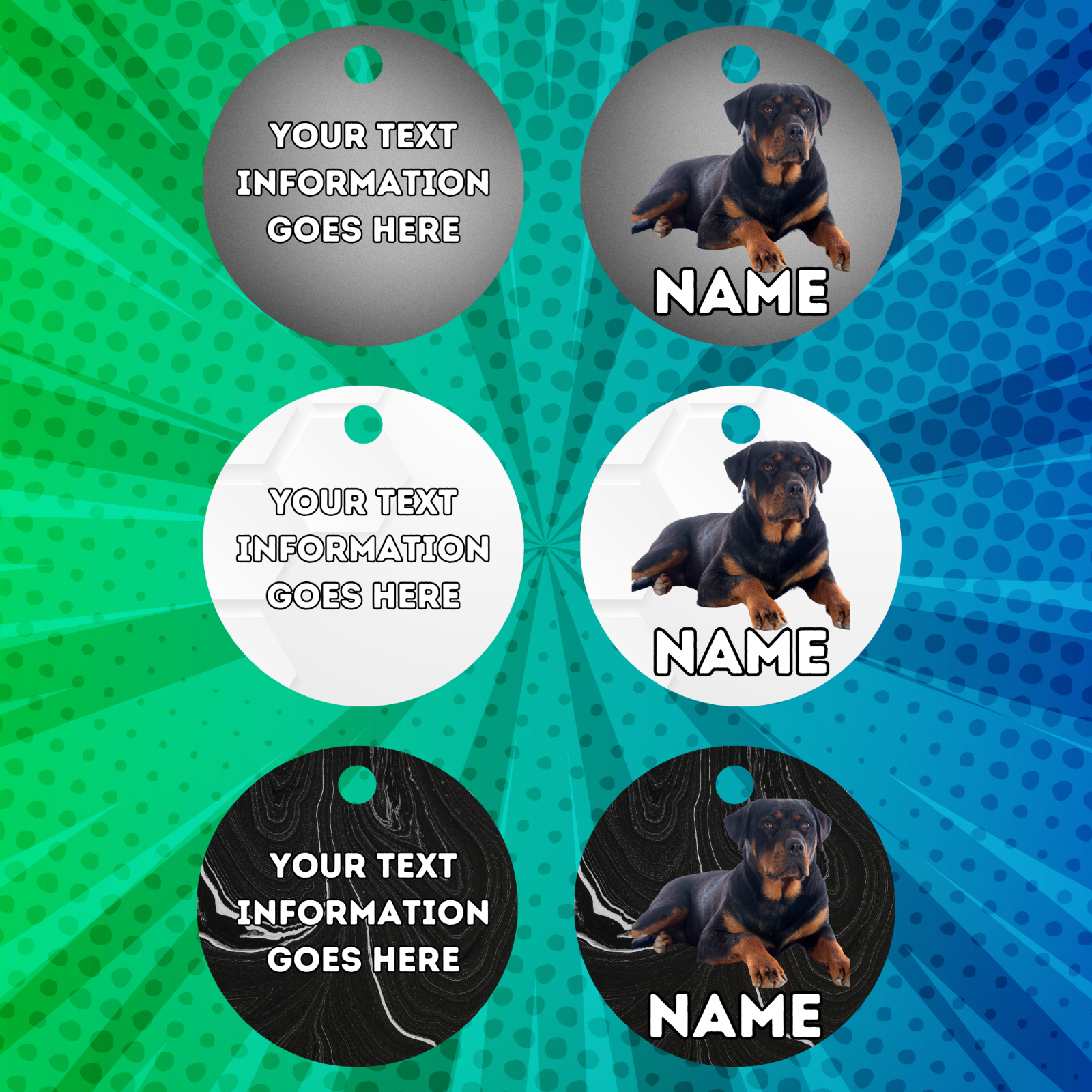 ROTTWEILER TAG Dog Pet Personalised Your Own Photo Round