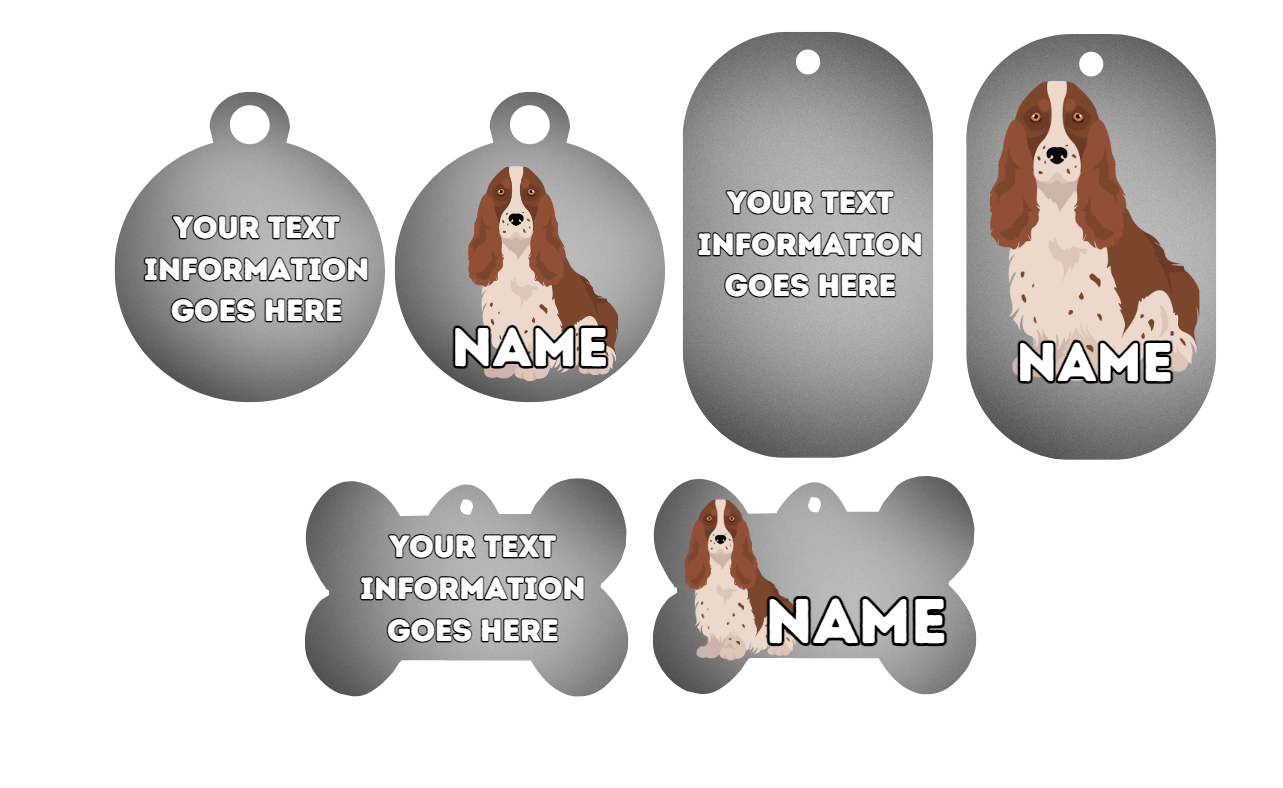 COCKER SPANIEL Dog Pet Personalise Own Photo Round, Bone, Military Tag