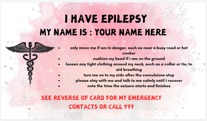 Epilepsy Awareness - I Have Epilepsy Disability ID Card free Lanyard and Holder