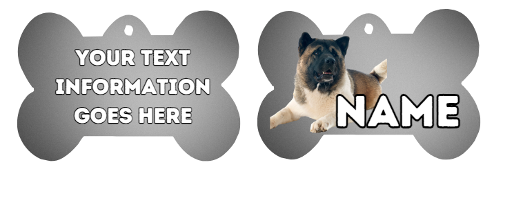 AMERICAN AKITA TAG Dog Pet Personalise Own Photo Round, Dog Bone, Military Tag