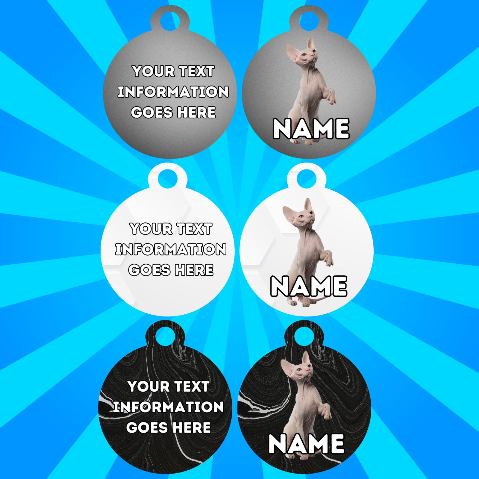 SPYHNX Cat Pet Personalised Own Photo Round, Dog Bone, Military Tag