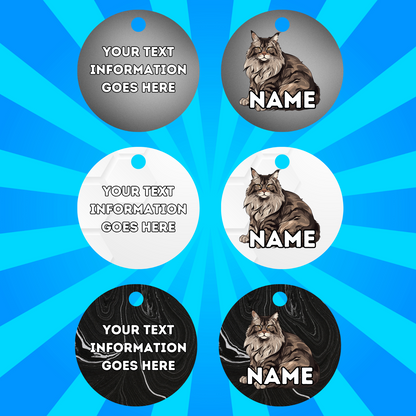 MAINCOON Cat Tag Pet Personalised Your Own Photo Round