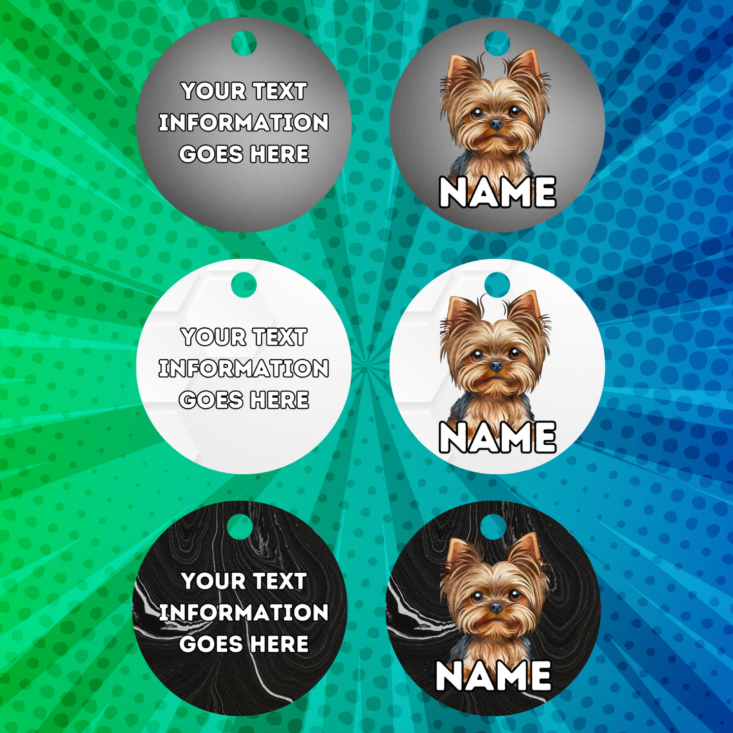 YORKSHIRE TERRIER TAG Dog Pet Personalised Your Own Photo Round