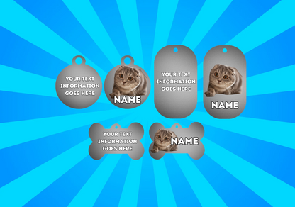 SCOTTISH FOLD  Cat Pet Personalised Own Photo Round, Dog Bone, Military Tag