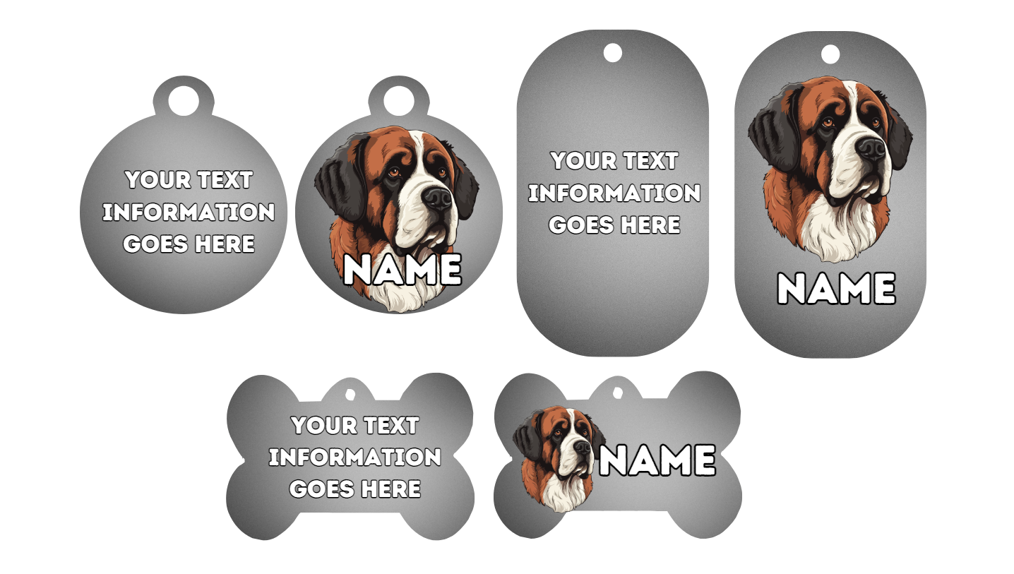 ST. BERNARD  Dog Personalised Your Own Photo Round Dog Bone, Military Tag