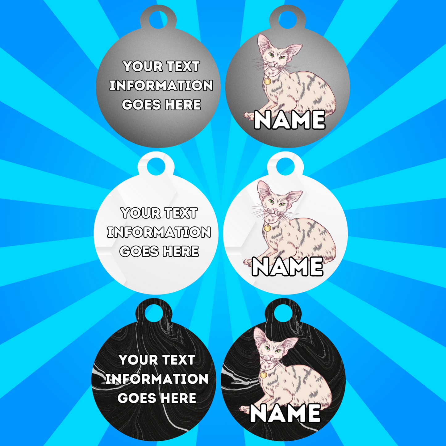 ORIENTAL SHORTHAIR Cat Pet Personalised Own Photo Round, Dog Bone, Military Tag