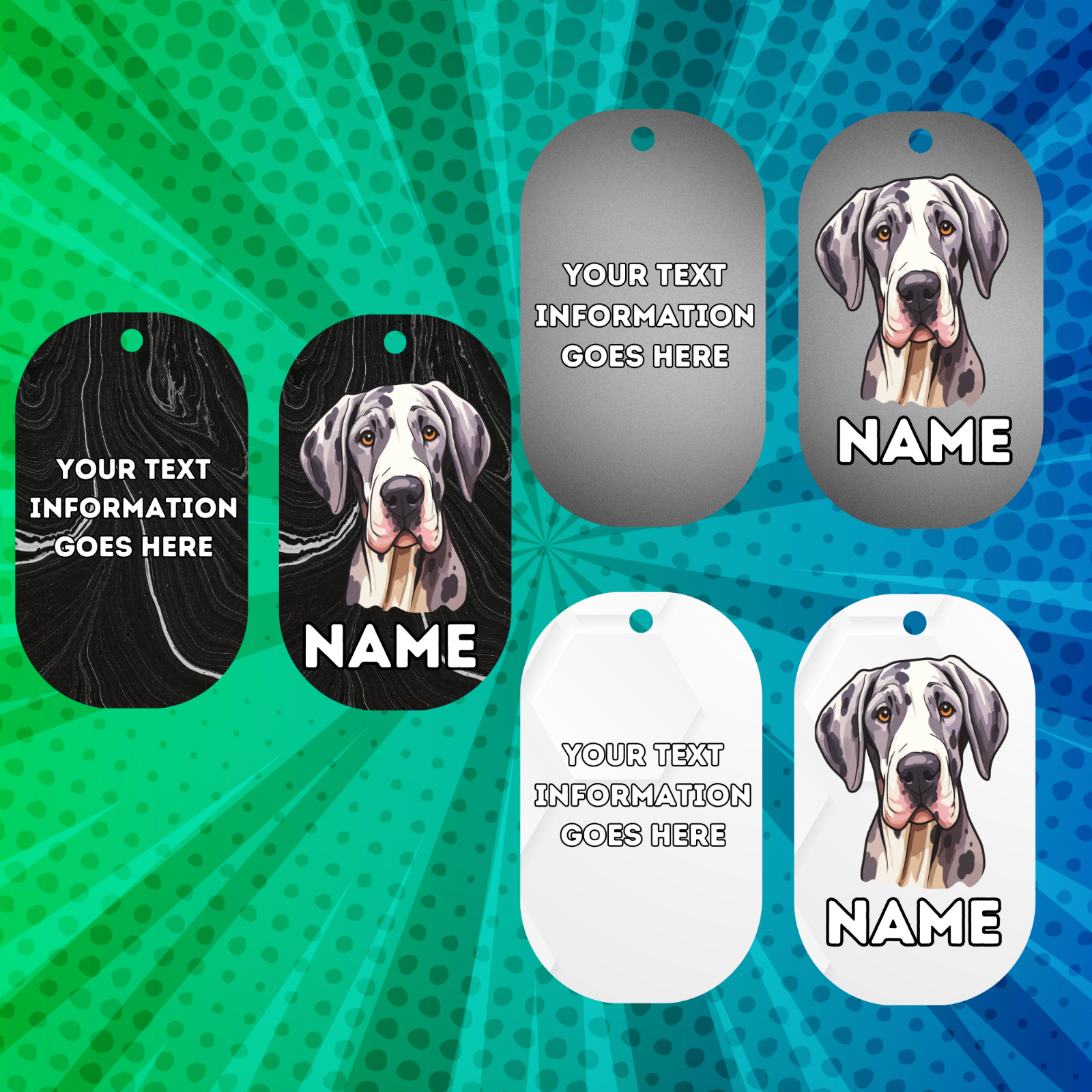 GREAT DANE Dog Pet Personalised Your Own Photo Military Style Tag