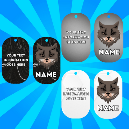 SIBERIAN Cat Tag Pet Personalised Your Own Photo Military Style Tag