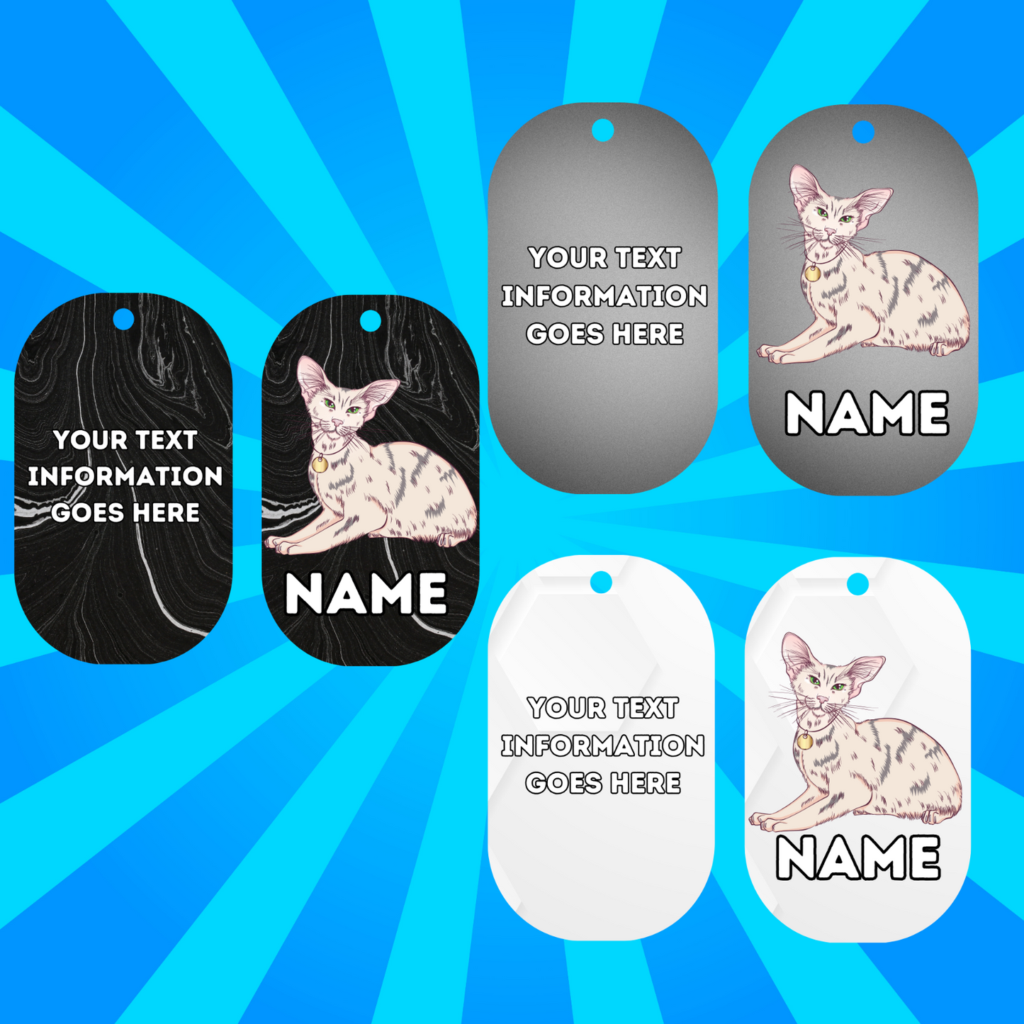 ORIENTAL SHORTHAIR Cat Pet Personalised Own Photo Round, Dog Bone, Military Tag