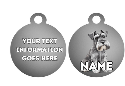 MINIATURE SCHNAUZER Cat Personalised Your Own Photo Round Dog Bone, Military Tag