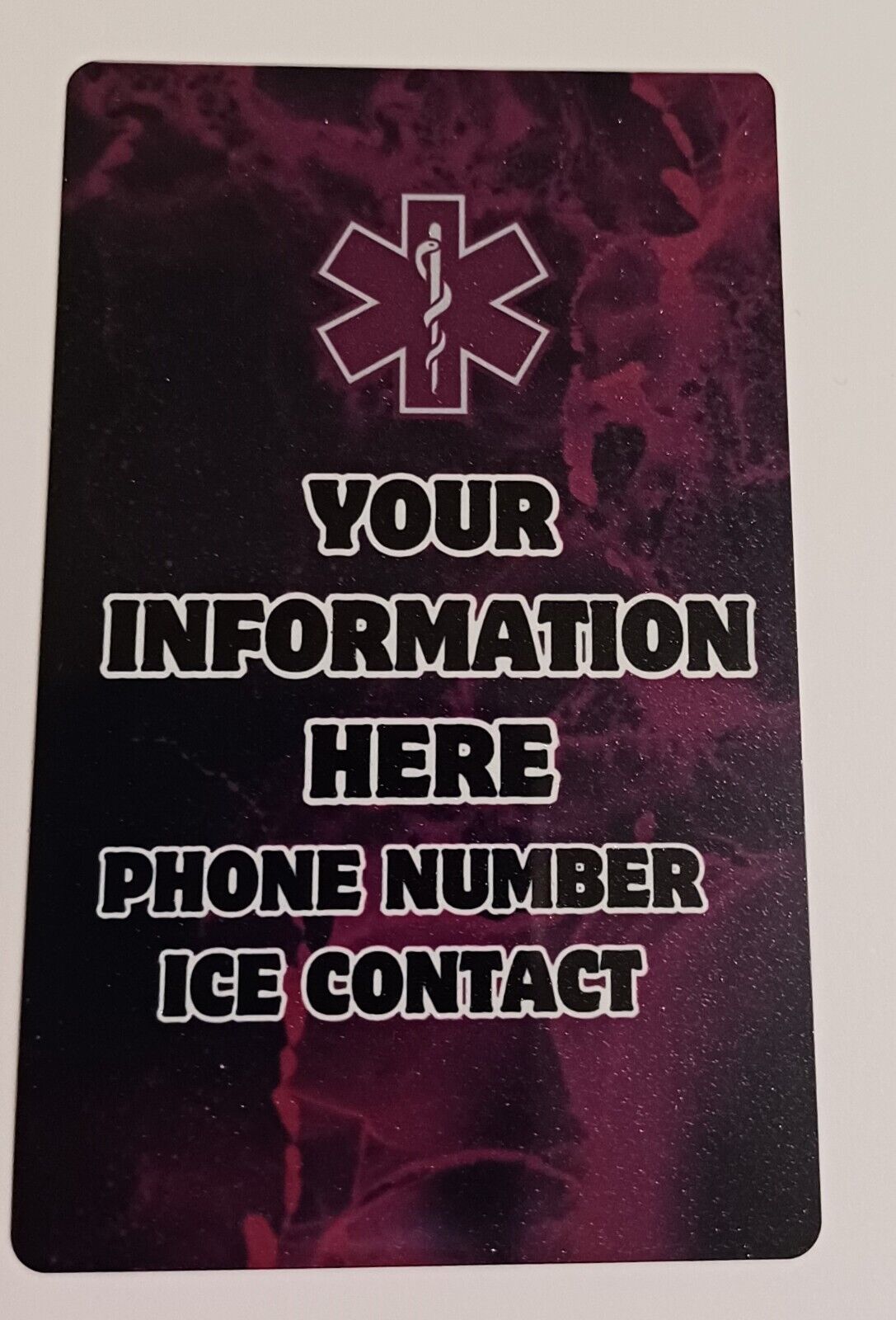 Medical Alert Card "ICE NUMBER" Free Lanyard & Holder