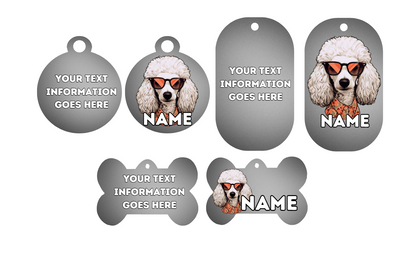 POODLE Dog Personalised Your Own Photo Round Dog Bone, Military Tag