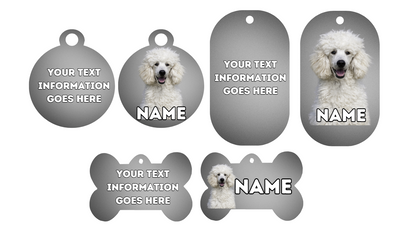 POODLE Dog Personalised Your Own Photo Round Dog Bone, Military Tag