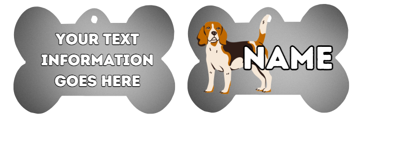 BEAGLE TAG Dog Pet Personalise Own Photo Round, Bone, Military Tag