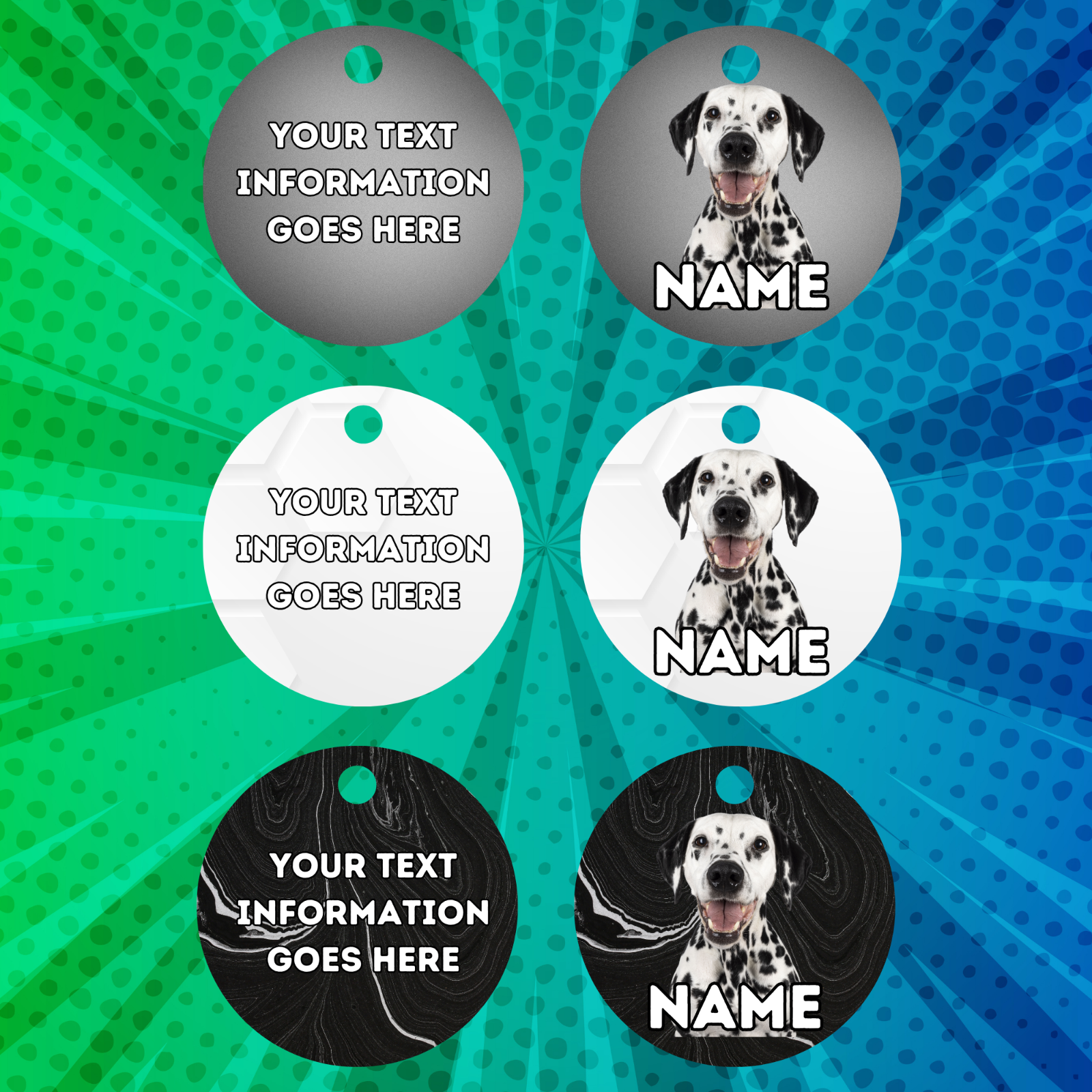 DALMATION Dog Pet Personalised Your Own Photo Round