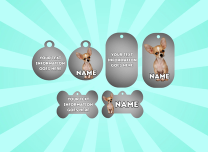 CHIHUAHUA Dog Pet Personalise Own Photo Round, Bone, Military Tag