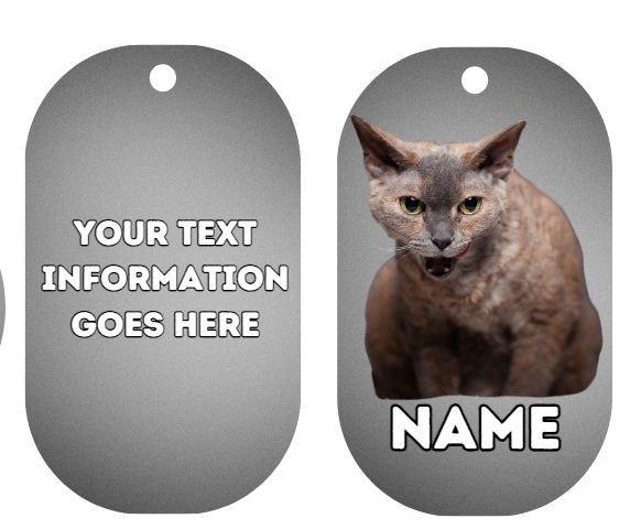 DEVON REX Cat Pet Personalised Own Photo Round, Dog Bone, Military Tag