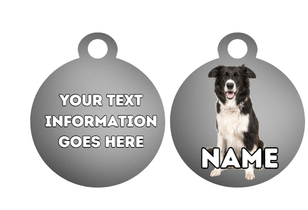 BORDER COLLIE Dog Pet Personalise Own Photo Round, Bone, Military Tag