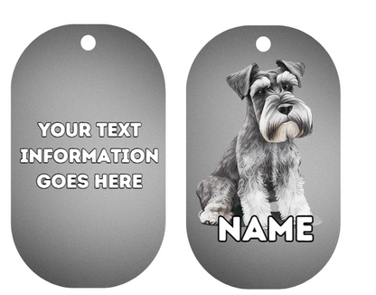 MINIATURE SCHNAUZER Cat Personalised Your Own Photo Round Dog Bone, Military Tag